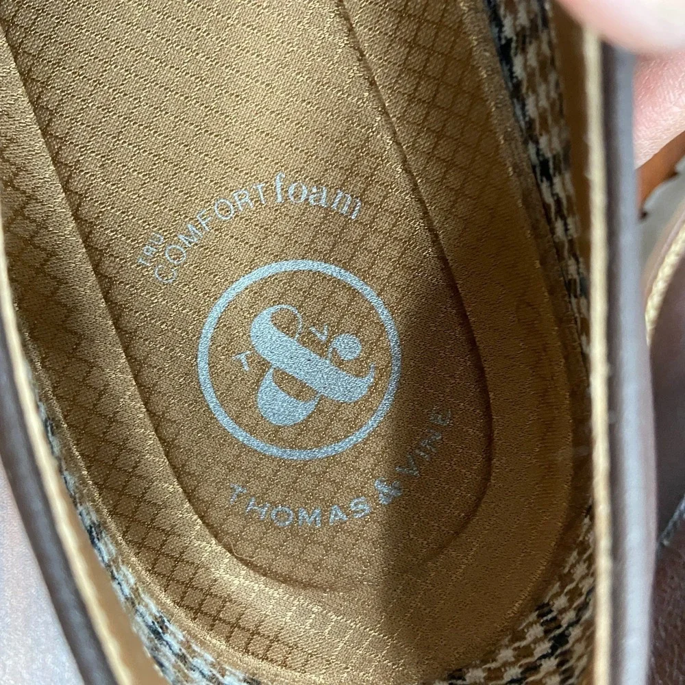 Thomas & Vine Davies Mens US 9 Dress Shoes Brown Leather Plain Toe Derby Formal